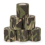 SEADESKY 6Pcs Camo Wrap Tape Self Adhesive Bandage Wrap Elastic Vet Wrap Protective Camouflage Tape for Gun, Rifles, Shotguns, Handles Stealth Self Adherent Cohesive Bandage 2 Inch (Woodland Camo)