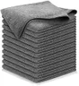 USANOOKS Microfiber Cleaning Cloth Grey - 12 Pcs (12.5"x12.5") - High Performance - 1200 Washes, Ultra Absorbent Microfiber Towel Weave Grime & Liquid for Streak-Free Mirror Shine - Car Washing Cloth