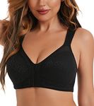 HACI Women's Front Closure Full Coverage Back Support Posture Bra Wireless Comfy(Black,34DD)