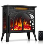 Rintuf Electric Fireplace Heater, 1500W Infrared Fireplace Stove w/ 3D Realistic Flame, 5100BTU Freestanding Electric Stove Heater with Remote Control, 8H Timing, Ideal for Indoor Home Use