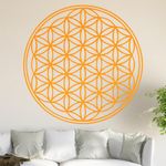 Kiwistar Flower of Life - Tree Wall Sticker in 6 Sizes - Wall Sticker - Decoration for Kitchen, Living Room, Bedroom, Bathroom (20 x 20 cm, 20 x Golden Yellow)