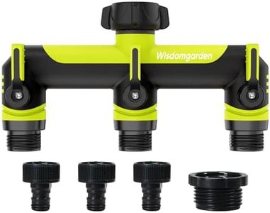 Hose Splitter 3 Way, Tap Connector, Garden Hose Connector, High Flow Washing Machine Hose Connector, 3 Way kitchen tap hose connector, Connect multiple irrigation timers,3/4" with 1/2" Adapter,Green