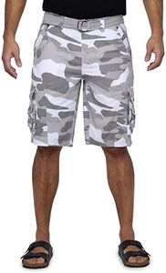 X RAY Mens Cargo Shorts Camo & Solid Colors 12.5" Inseam Knee Length Classic Fit Multi Pocket (Big and Tall Shorts for Men), Double Stitch White Camo, 30