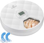 AUPETM Automatic Pet Feeder, 6 Meal Automatic Cat Feeder Wet Food with 2 Ice Packs, Programmable Timer Cordless Auto Pet Feeder for Cats Small Dogs- BPA-Free Food Tray(Batteries not Included)