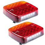 ETUKER 2pcs Rear Tail Light LED 12V 5Functions Trailer Lights with Number Plate Light Waterproof ECE R10 EMC