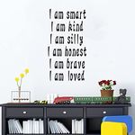 SEATUNE Wall Stickers for Kids, Wall Decals for Girls, Quotes Inspirational Boys Baby Nursery Living Room Bedroom Motivational Positive Family Home Art Vinyl Wall Decor, I Am Smart 11"X21"