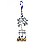 Hallwayee Creative Evil Eyes Wall Pediments Zinc Alloy Wind Chimes Big Devil’s Blue Eyes Wind Bells Handcraft Hanging Decoration for Car Kitchen Home Garden Patio Office (The Tree of Life)