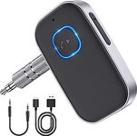 Babacom Bluetooth Receiver, Car Bluetooth Aux Adapter, Noise Cancelled 3.5mm Aux Bluetooth 5.3 Stereo Amplifiers Receiver for Stereo/Speakers/Wired Headphones, Hands-free Calls (16H Standby/Dual Link)