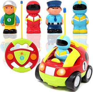 JOYIN Coches Teledirigidos con música Radio de Coches Cartoon Juguetes de Racer Policia Control Remoto Regalo de cumpleaños para niños 2 años
