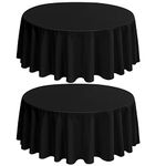 LYAFS 2 Pack 90 Inch Black Round Tablecloth,Polyester Table Cloth for Round Tables,Stain and Wrinkle Resistant Washable Fabric Table Cloth, Circular Table Cover for Wedding Dining Table Buffet Party