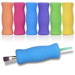 Soft Foam Pencil Grip for Kids and Adults, Open Slip Easy Insert Pen Paint Brush Holder for Right-Handed and Left-Handed Use, Assorted Colors, 6 Count