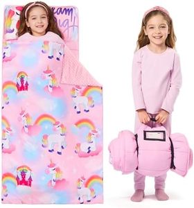 JOIEDOMI Toddler Nap Mat for Preschool 55''x30'' Sleeping Mat with Removable Pillow and Minky Blanket for Kids Ages 3-7 Roll Up Soft Kids Sleeping Bag Unicorn for Boys Girls Kindergarten Daycare
