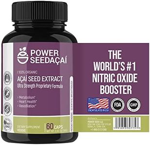 POWER SEEDAÇAÍ New Patented Nitric Oxide Supplement -Increase Blood Flow & Circulation- Organic Acai Seed Extract -100% Vasodilation, Support Circulation- 50 X Antioxidants- 60 Capsules