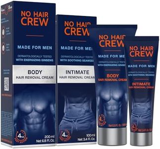 No Hair Crew | Intimate & Body Male Hair Removal Cream Bundle | Painless, Flawless, Soothing Depilatory for Manscaping Unwanted Coarse Male Hair