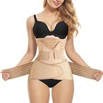 SCARBORO 3 In 1 Maternity Belly Band Wrap for Pregnancy Postpartum Waist Trainer C Section Recovery Support Belt for Women, Beige, Medium