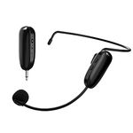 Goshyda Wireless Microphone Headset, UHF FM 500mAh 2.4G Rechargeable Professional 2 in 1 Head Wear Headphones Mic, for Voice Amplifier Computer Speakers