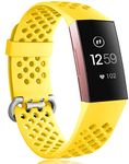 Tyogeephy Bands Compatible with Fitbit Charge 4 / Charge 3 / Charge 3 SE, Waterproof Band with Breathable Holes for Women Men, Small, Large