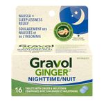 Gravol Ginger Nighttime Tablets - Made in Canada - Nausea & Sleeplessness Relief, with 20 mg Organic Ginger Extract & 3 mg Melatonin - 16 Tablets