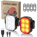 Bike Lights Front and Back [ 2 Pack ] Ultra Bright & Lightweight, USB Rechargeable Bicycle Lights for Kids and Adult, Flashing LED 4+6 Modes, IP65 Waterproof, Cycling Camping Fishing Outdoor Sports