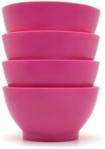 CaliBowl Non-Spill Plastic Bowl Set - 20oz Reuseable Kitchen Bowls with Concave Inner Lip and Non-Slip Base - For Cereal, Soups, Salad, Pasta and Serving - Set of 4 - Hibiscus Pink