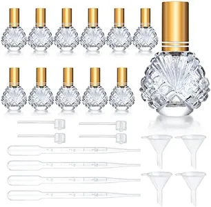 YU FENG 12pcs 15ml Glass Bottle Perfume Atomizer Refillable Spray Empty Perfume Bottle with Funnels Pipettes Dispenser for Perfume,Fragrance,Lotion,Essential Oil