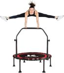 K KENSONE 40" Mini Rebounder for Adults with Bungee Cords, 450LBS Quiet Indoor Exercise Trampoline with Adjustable Foam Handle Bar for Gym Workout, Home Fitness, Red