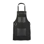 Top Grain Leather Black Canvas Apron Butcher Apron - Cook Apron - BBQ Apron - Chef Apron - DIY Apron - Woodwork Apron Gift for Him Gift for Her