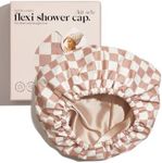 Kitsch Luxury Shower Cap for Women Waterproof - Flexi Satin Lined Shower Cap, Reusable Shower Cap, Adjustable Hair Cap for Shower, Big Shower Bonnet, Large Waterproof Hair Shower Caps for Long Hair