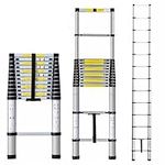 soges 16.4ft Aluminum Telescopic Ladder Portable Extension Ladder, Telescoping Ladder with Spring Loaded Locking Mechanism, Non-Slip Ribbing, 330 Pound Capacity, EN131 Certified, 50YKMS005-CA