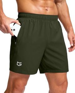 Men's Athletic Running Shorts with Zipper Pockets Quick Dry 7"/ 5"/ 9" Workout Gym Shorts for Basketball Hiking(Olive,5XS)