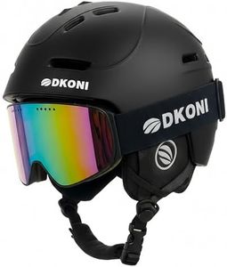 DKONI Ski Helmet with Goggles, Ski Helmet for Adults Snowboard Helmet Men Women Youth Certified Snow Sports Helmet for Skiing Snowboarding, Black, L: 22.5″ -24.5″ (58-62cm)