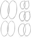 PABBEU 5Pairs Silver Hoop Earrings 