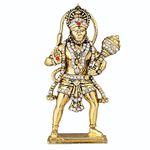 GCT Lord Hanuman Idol Bajrang Bali Ashirwad Idol (B-49) Antique Gold Metal Statue for Home Décor Car Dashboard Mandir Pooja Murti Temple Puja Office Table Showpiece