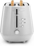 De'Longhi Eclettica Toaster CTY2003.W, 2 Slot Toaster with Reheat and Defrost Functions, Progressive Browning Levels, Pull Crumbs Tray, Stainless Steel, 900W, Glossy White