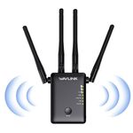 Wavlink AC1200 High Gain Dual Band Wireless Range Extender Repeater Router Supports 802.11ac (300Mbps + 867Mbps) WPS Button with 4 External Antennas -Black