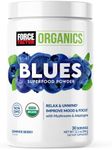 Force Factor Organics Blues Superfood Powder for Stress Relief and Mood Support with Ashwagandha, Blue Spirulina Powder, Cordyceps, and Lion’s Mane, Vegan and Non-GMO, Summer Berry, 30 Servings