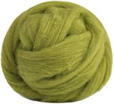 3.53oz Wool Roving Yarn, Fiber Roving Wool Top, Wool Felting Supplies, Pure Wool, Chunky Yarn, Spinning Wool Roving for Needle Felting Wet Felting DIY Hand Spinning (Grass Green)