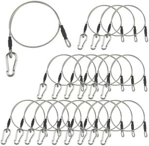 LAICCUM 1/8" Stage Light Cables 20 Pack,23.6" Safety Cables with Carabiner Lock for DJ Light Equipments,Stainless Steel Wire Ropes,120lb Load Capacity