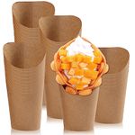 Puedno 50 pcs French Fries Holder 14oz Disposable Kraft Paper French Fries Cup Take- Out Party Frozen Dessert Supplies Charcuterie Cups for Party Wedding Food