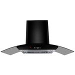 Faber 90 cm 1100 m³/hr Auto-Clean curved glass Kitchen Chimney (HOOD ACE PRO HC PB BK 90, Filterless technology, Push Button, Black)