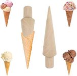 Monsully 2 Pcs Ice Cream Cone Mold, Waffle Cones Wood Waffle Cone Roller Cream Horn Pastry Roll Molds for DIY Baking Egg Cake Waffles Kitchen Tool, 18cm