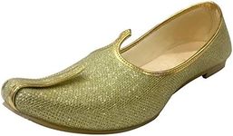 Step n Style Mens Gold Glitter Wedding Shoes Formal Shoes Handmade Jooti Ethnic Jutti Mens Mojari (11.5)