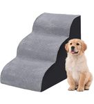 The Fellie Dog Steps for Bed/Sofa, Dog Stairs with Washable Cover, 3-Steps High Density Foam Dog Ramp, Non-Slip Pet Dog Steps for Small Older Injured Dogs and Cats, Grey, 40 x 55 x 35cm