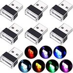 7 Pieces USB Monochrome LED Car Interior Atmosphere Lights, Plug-in 5V Lights Mini Interior Ambient Lighting Kit for Cars, Laptops, USB Sockets, Night Lights and Extra USB Plugs Decoration, 7 Colors