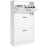 Blisswood White 3 Drawer Shoe Cabinet Cupboard, Pull Down Shoe Storage Organiser Wooden Furniture Unit, Space Saving 3 Tier Shoe Rack Cabinet Footwear Stand for Living Room Hallway Furniture