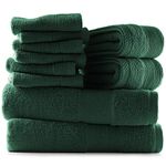 Hearth & Harbor Bath Towels for Bathroom - 100% Ring Spun Cotton Luxury Bathroom Towels - Soft & Highly Absorbent Bath Towels Set, 10 Piece Set (2 Bath Towels, 2 Hand Towels, 6 Washcloths) - Green