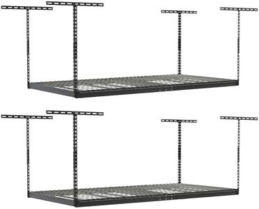 SafeRacks Overhead Storage Rack, Heavy Duty 600 lb Capacity, Adjustable Garage Ceiling Mount Hammertone 24"-45" 2 Pack
