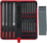 Greywolf 35 piece file set, metal files, premium T12 carbon steel flat, half-round, round, and triangular tips, plus 14 fine sanding tools and 16 sheets of sandpaper for metalworking and woodworking