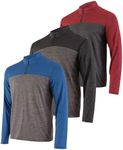 Real Essentials Mens Big and Tall King Size Quarter 1/4 Zip Pullover Long Sleeve Athletic Dry Fit Shirt Gym Running Golf Half Zip Top Workout Sweatshirts Sweater Jacket, Set 1, 4X Tall, Pack of 3