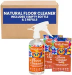 Truly Free Floor Cleaner Kit - Plant-Based Mopping Solution (16oz Reusable Empty Bottle + Two Pouches, 3oz ea.) - DIY All-Surface Cleaner for Hardwood, Tile, Wood & Concrete